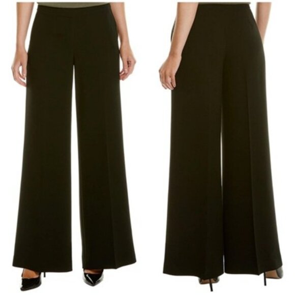 Lafayette 148 Kenmare Pants 6 Black Wide Leg High Rise Finesse Crepe Trousers - Picture 5 of 14